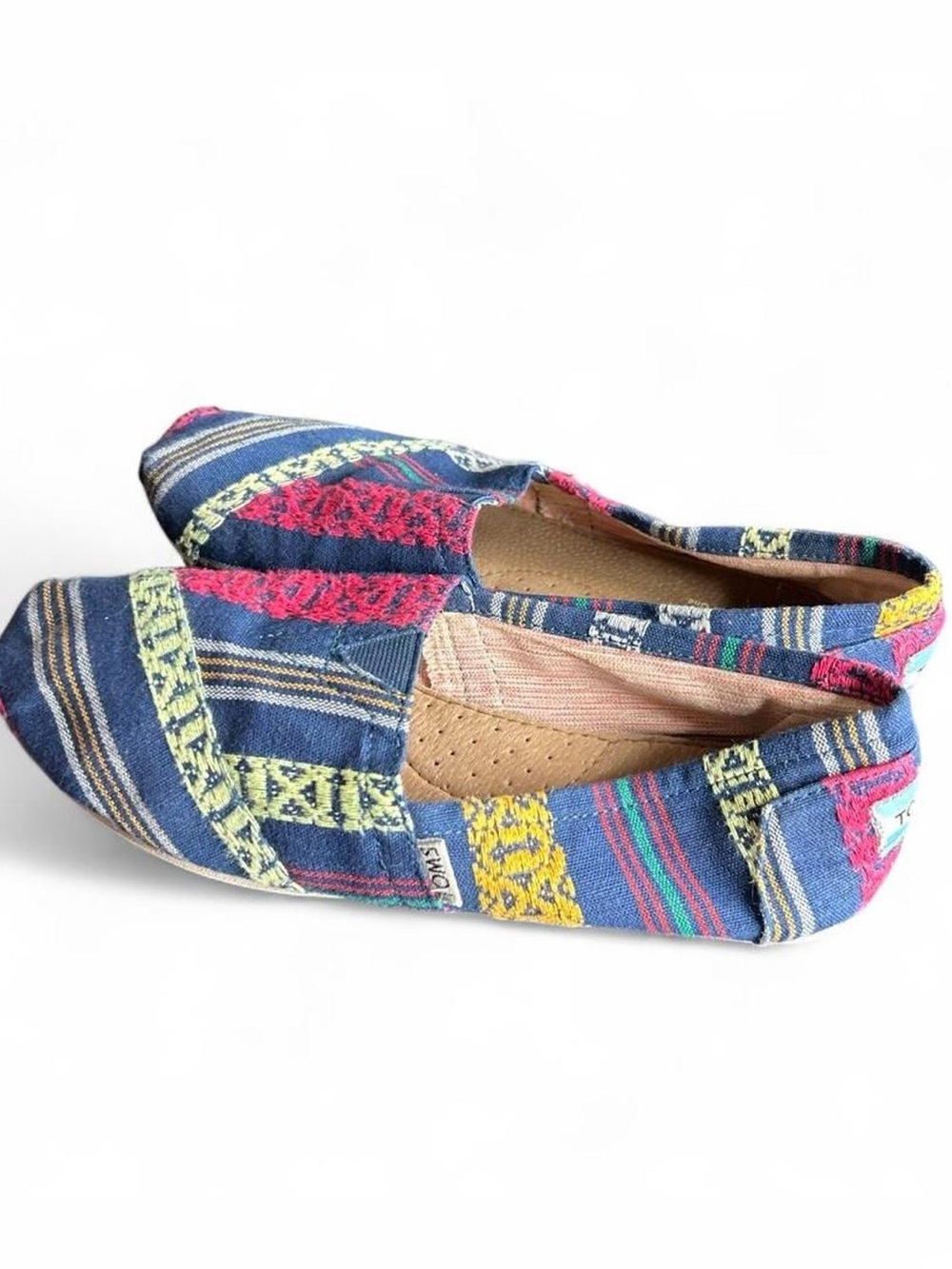 Toms Blue Multicolor Woven Slip-On Flats